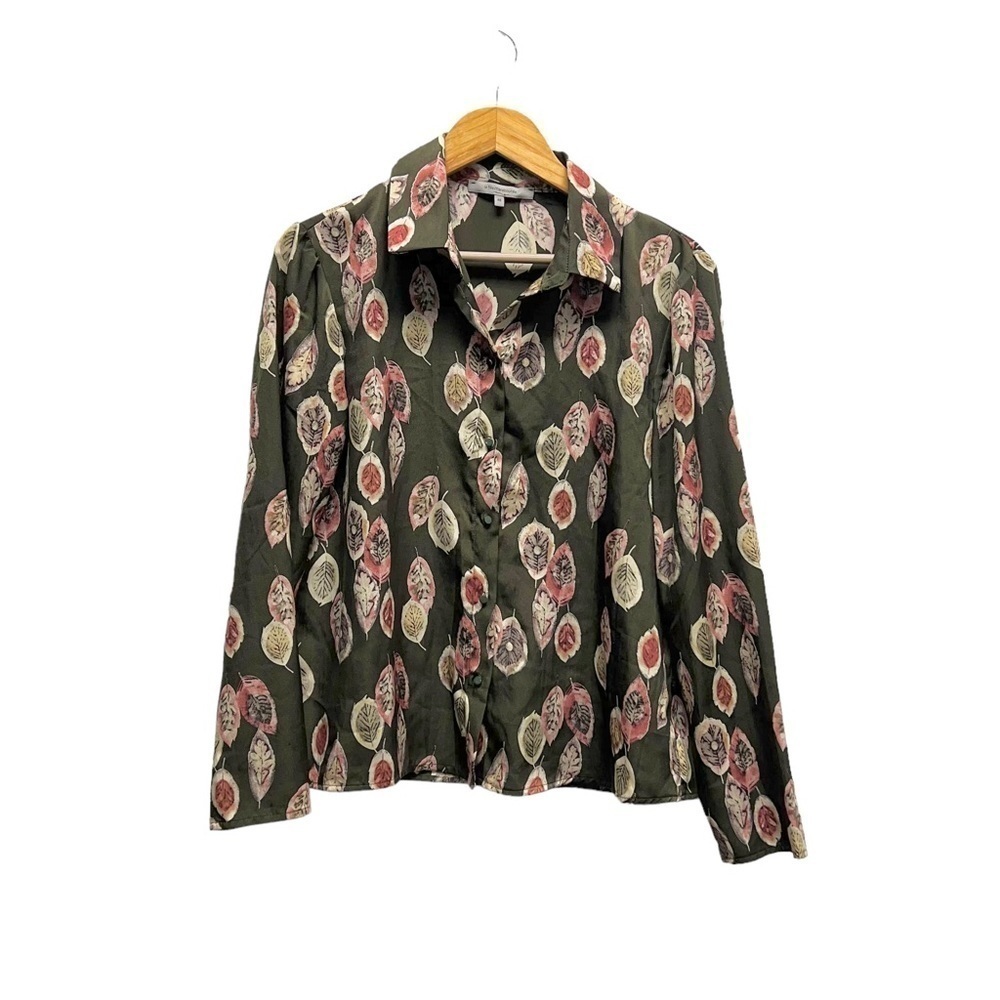 LA FEE MARABOUTEE Button Down Leaves Print‎ Size 40